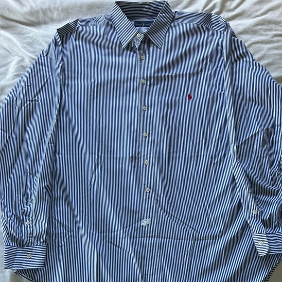 Ralph Lauren Blue Label Blue & White Striped Long Sleeve Shirt, 2XLT - Picture 1 of 4